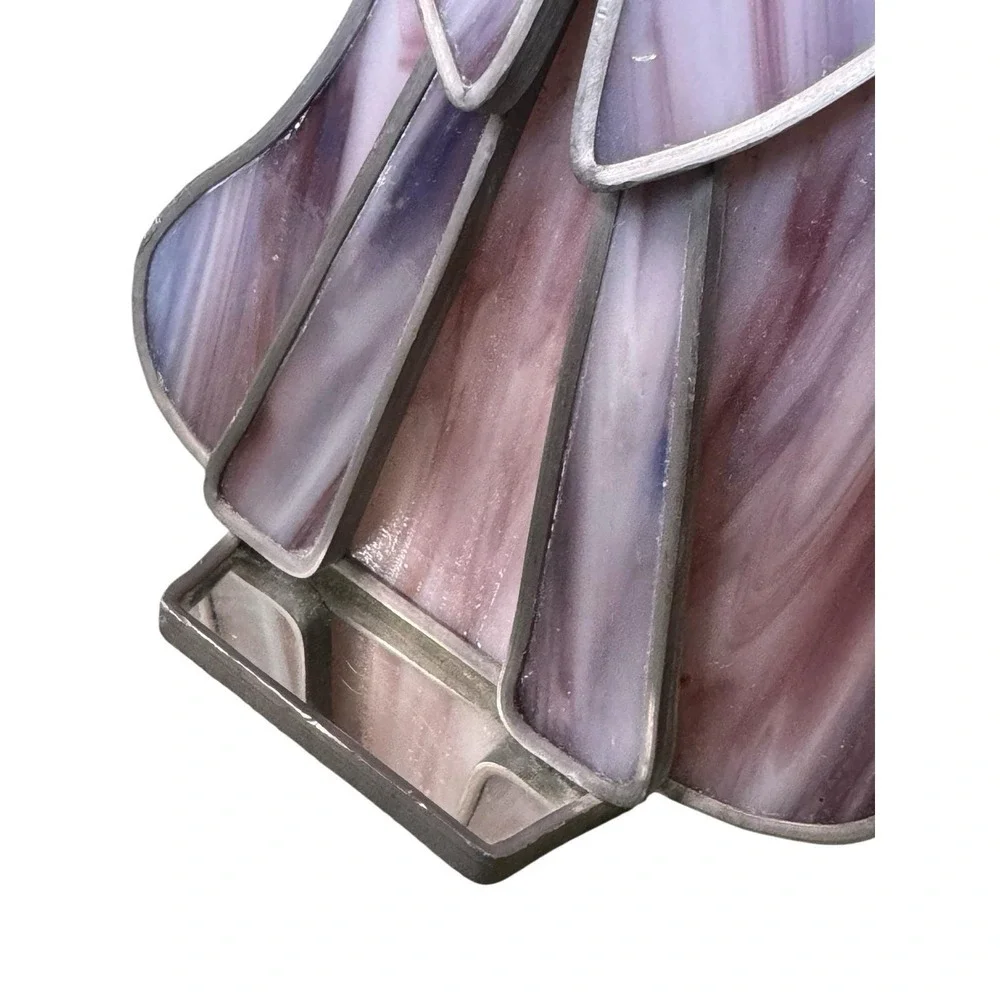 Stained Glass Praying Standing Angel Pink & Lavender Mirrored 7 1/4